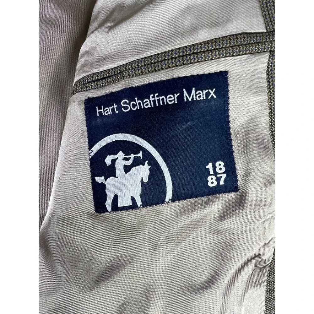 Hart Shaffner Marx Blazer Men's 46L Beige 2 Button Suit‎ Jacket Wool